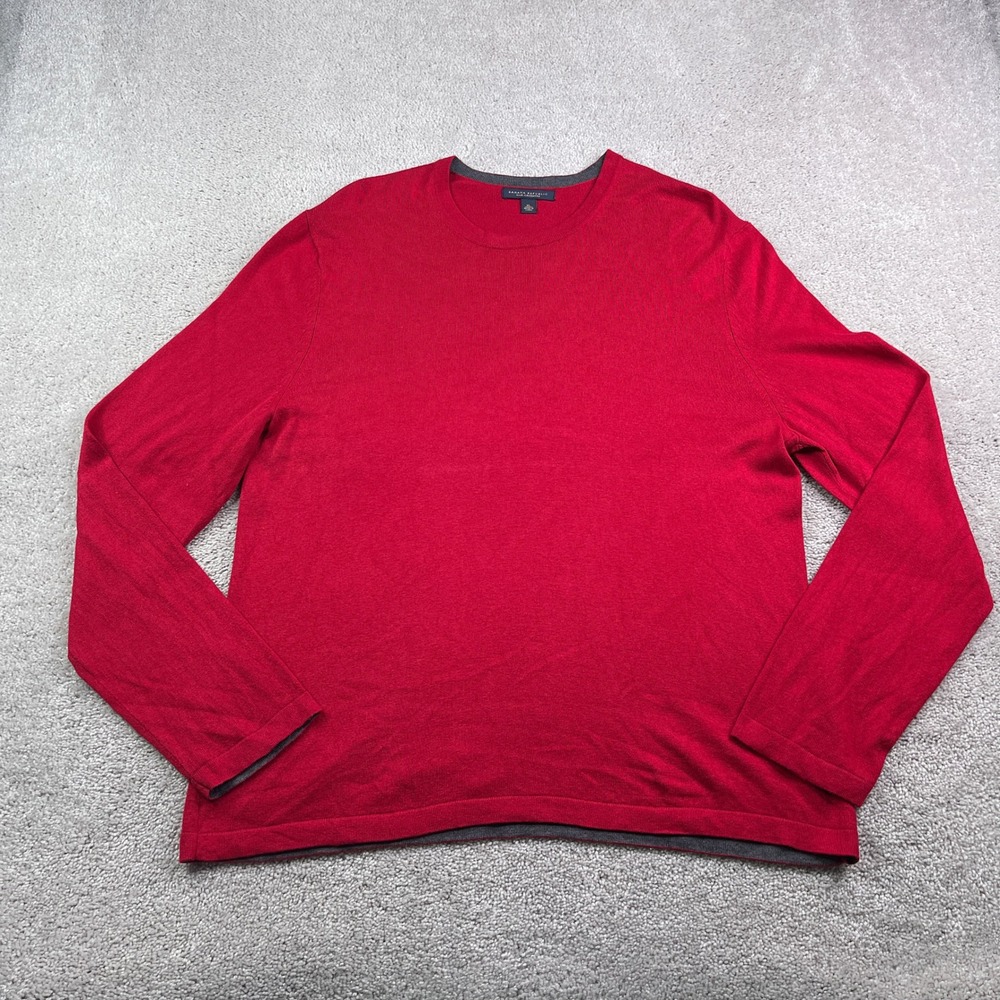 Banana Republic Sweater Mens XL Red Silk Cashmere Knit Blend Crewneck‎ Luxury